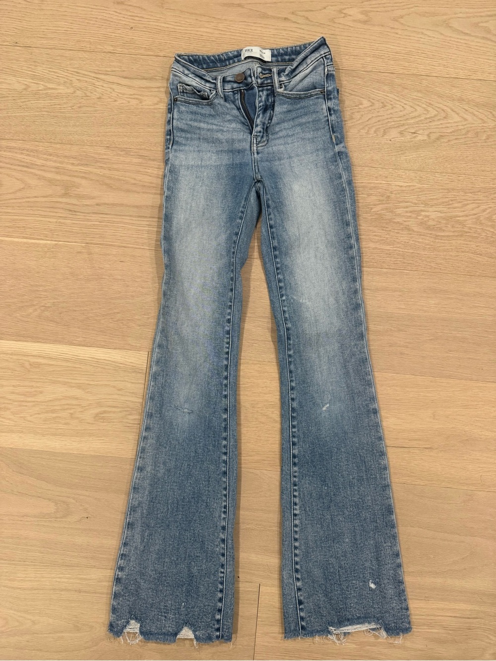 BKE Light Blue Flare Jeans with Distressed Hem 22x33-1/2